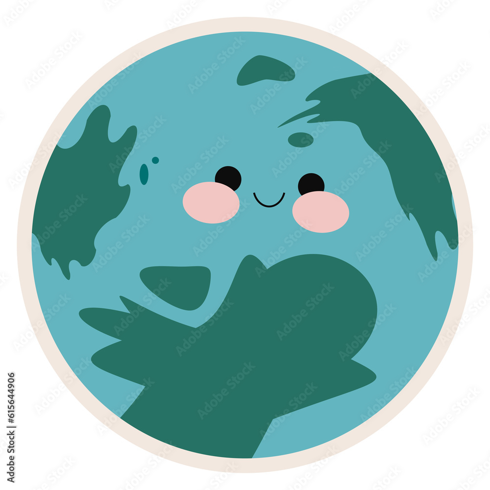earth with smiley face sticker earth with smiley face sticker