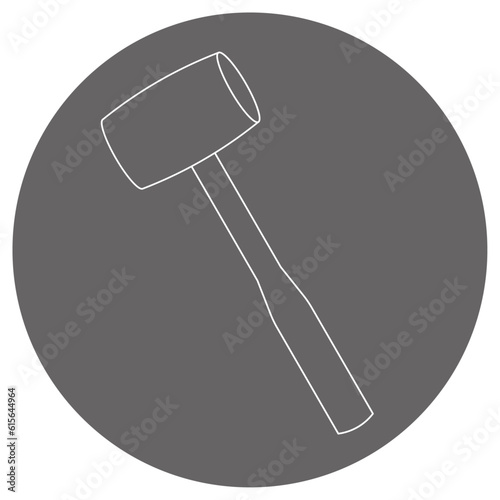 モノクロのイラストマーク_ゴムハンマー