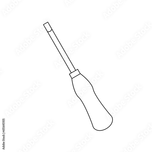 モノクロのイラスト_細いマイナスドライバー