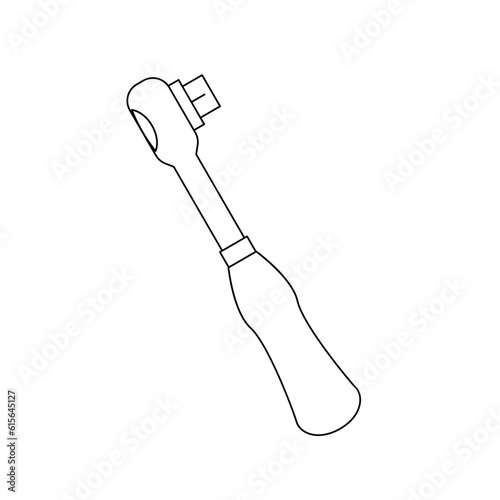 モノクロのイラスト_ラチェットハンドル_横
