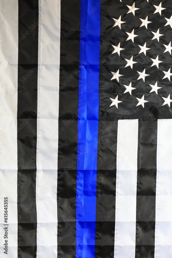 Fototapeta premium Police memorial flag, thin blue line