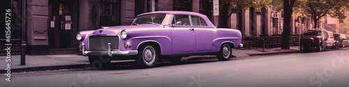 Classic purple car in the city