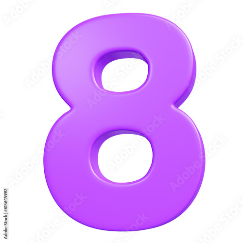 Purple 3d number 8