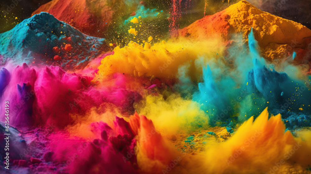 splashes of colored powders
