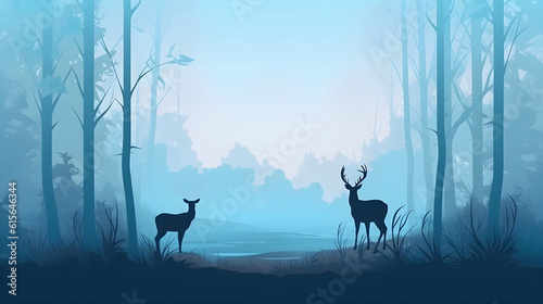 ilhouette Symphony: Graceful Deer in the Forest