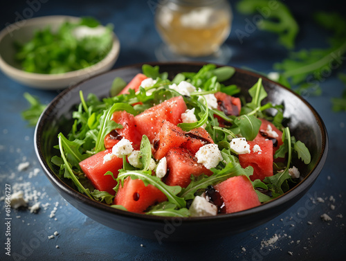 salad with feta cheese and watermelon