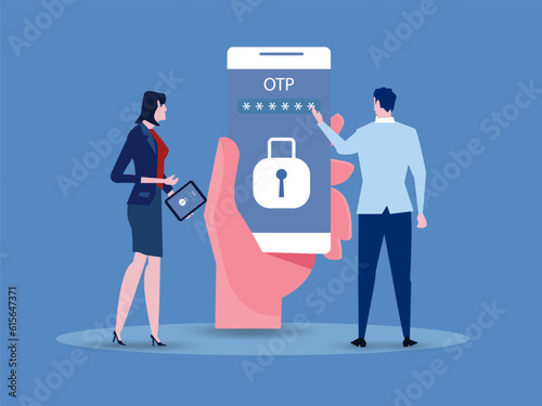 OTP authentication and Secure Verification, Never share OTP and Bank Details concept. vector illustration.