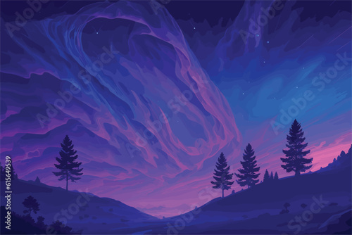 captivating night sky background illustration with a celestial theme. touch of magic, aurora borealis , dreamlike atmosphere.