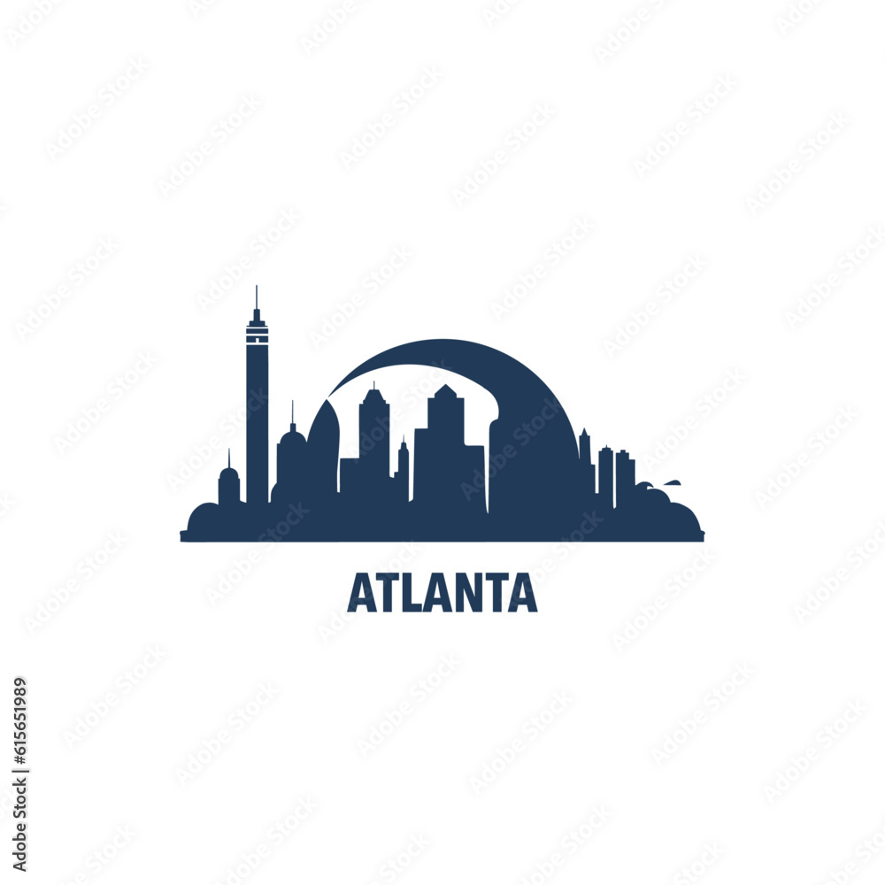 USA United States of America Atlanta modern city landscape skyline logo. Panorama vector flat shape abstract Georgia icon