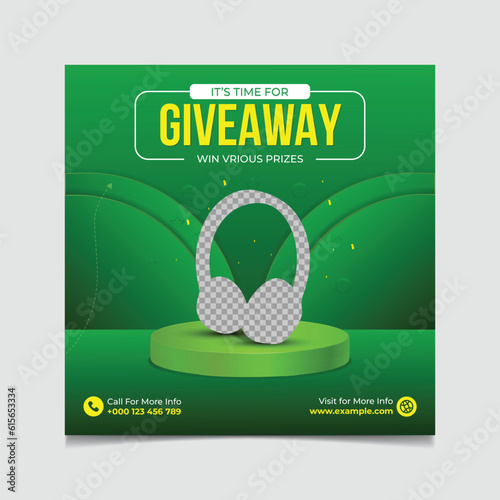Giveaway social media post template. Win a prize giveaway.