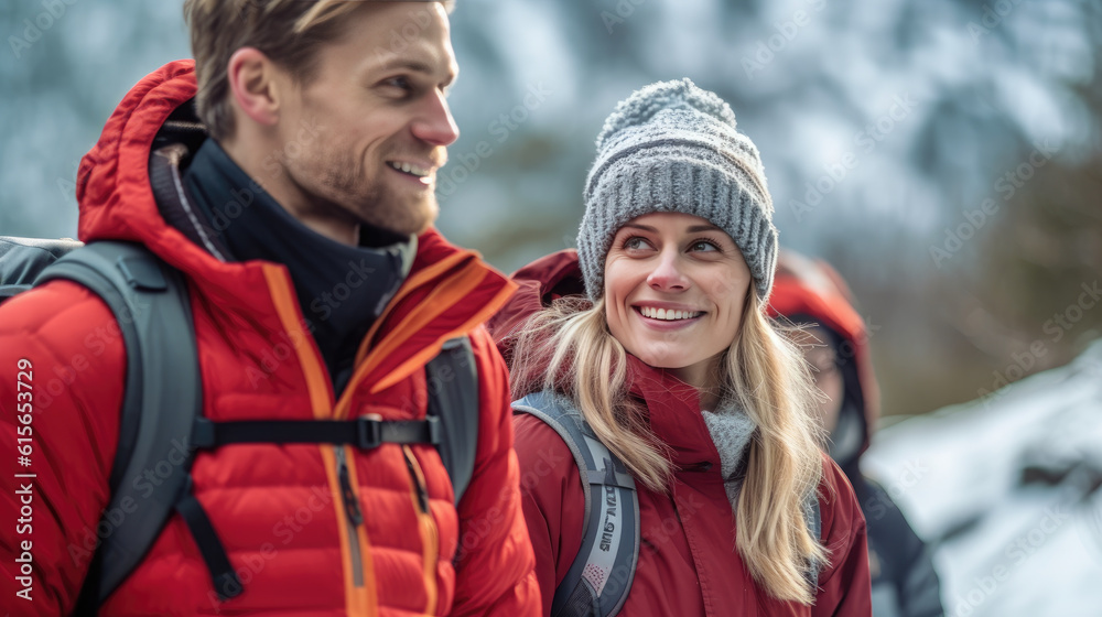 The couple in winter forest