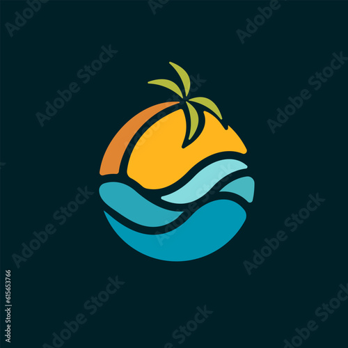 Modern tropical beach logo illustration design for your business