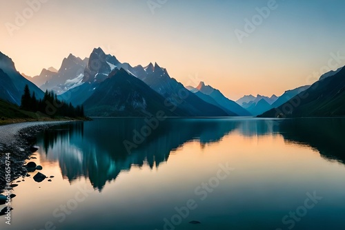 lake in mountains generated ai © kashif 2158