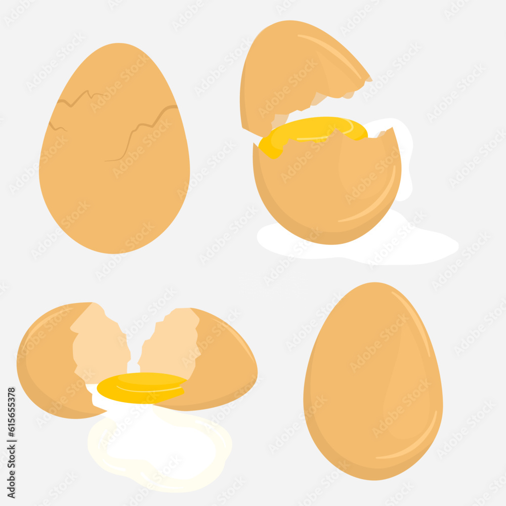 set of cracked eggs