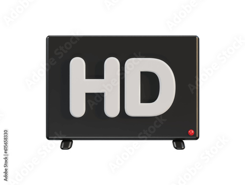 Vector 3d HD digital media player video icon in vector illustration 3d rendering