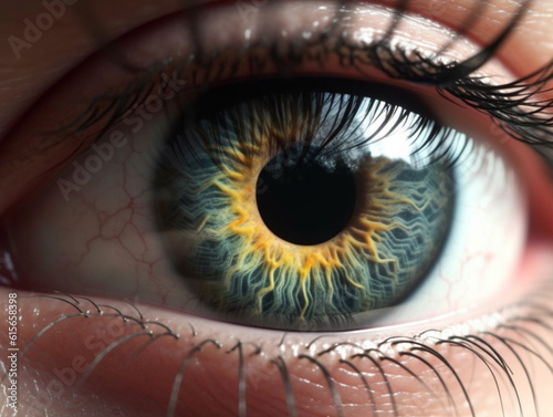 closeup on a human eye with details, Generative AI