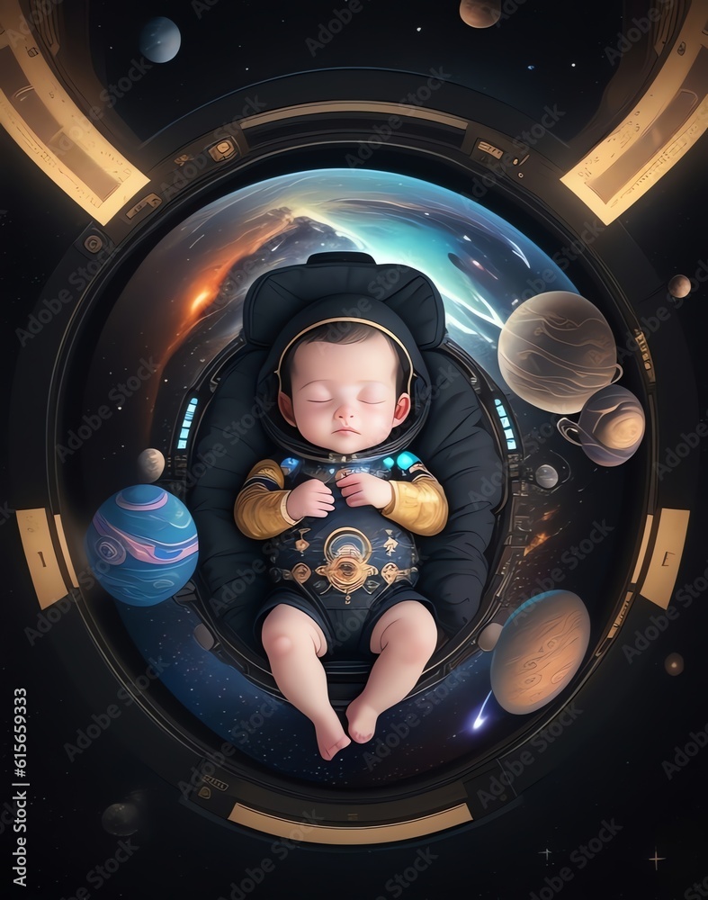 宇宙船の中で眠る子供 宇宙船の中で眠る子供