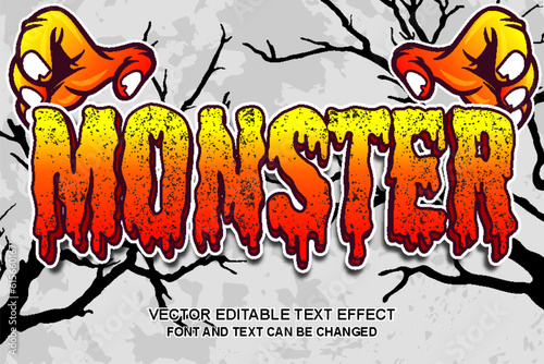 monster parade melting cartoon art typography editable text effect font style template design background