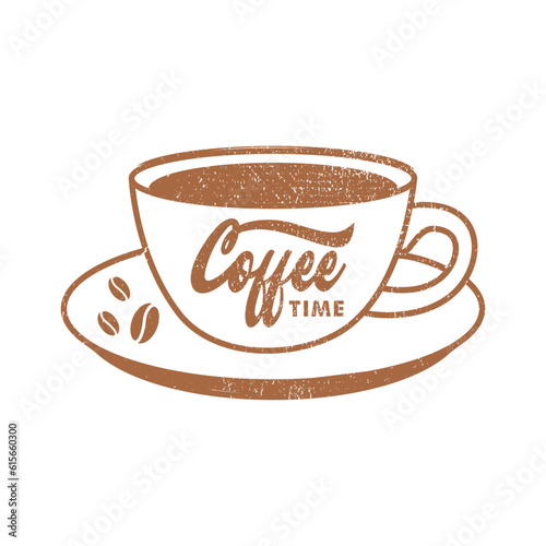 coffee time, Vector poster with phrase elements. Typography card, image with lettering. Design for t-shirt and prints.
