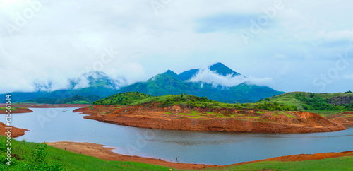 A beautiful panoramic scenery from the Banasura sagar dam in Western Ghats, Wayanad, Kerala