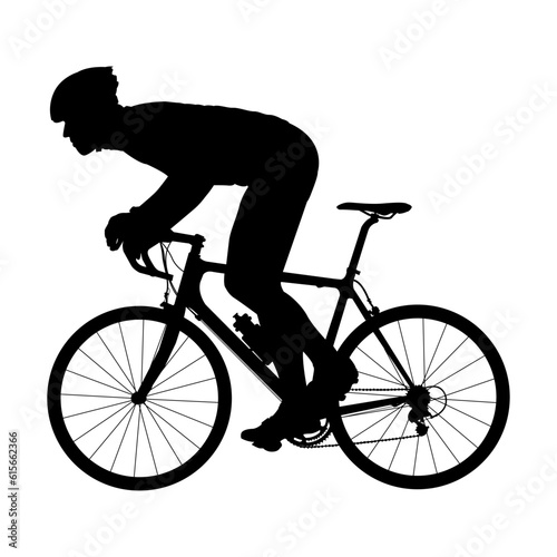 Silhouette of cyclist male isolated vector illustration