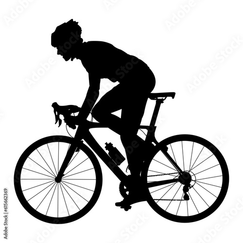 Silhouette of cyclist male isolated vector illustration