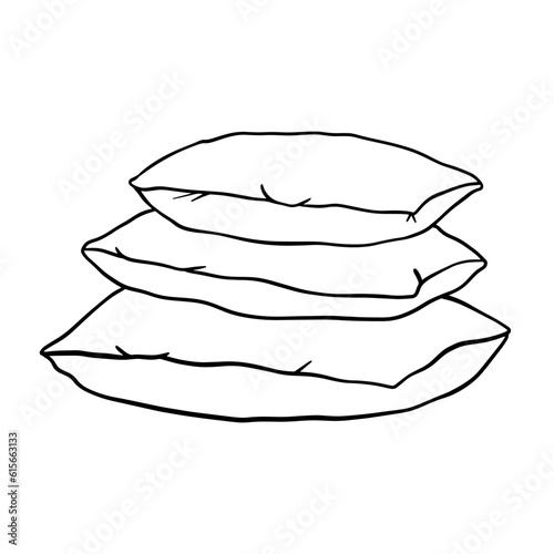 Pillows outline icon. Vector doodle sketch isolated on white