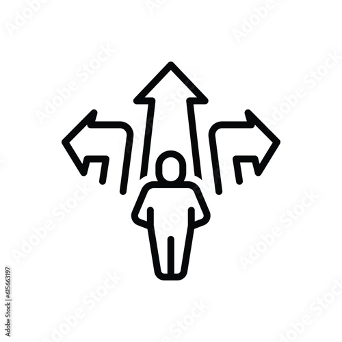 Black line icon for decision 
