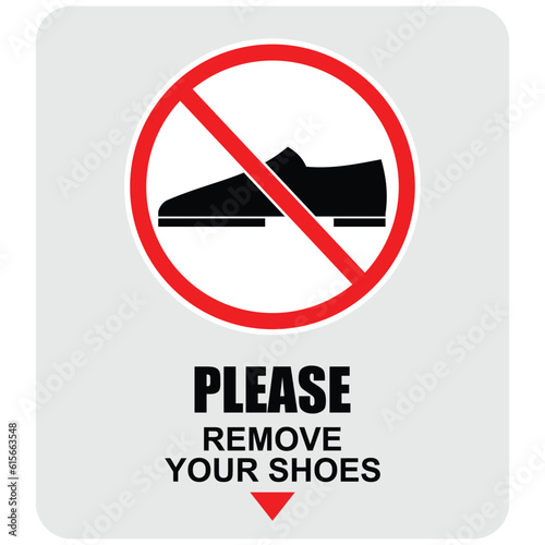 Caution, Please Remove Your Shoes, sign and sticker vector