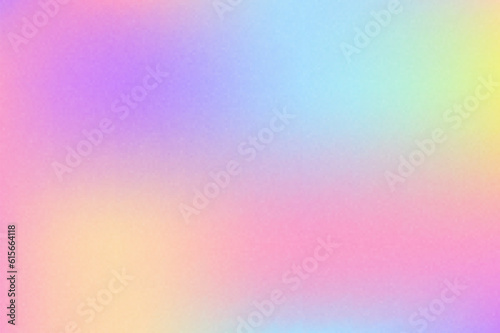 Holographic gradient textured background. Noisy light rainbow gradation. Soft colors grainy foil. Abstract blurred fluid wallpaper. Vector.