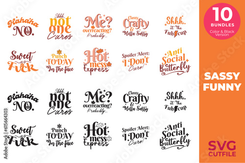 Funny Retro Sassy SVG Bundles, sarcastic quotes, Cut Files for Cutting Machines like Cricut and Silhouette, pumpkin, witch, vinyl, sublimation