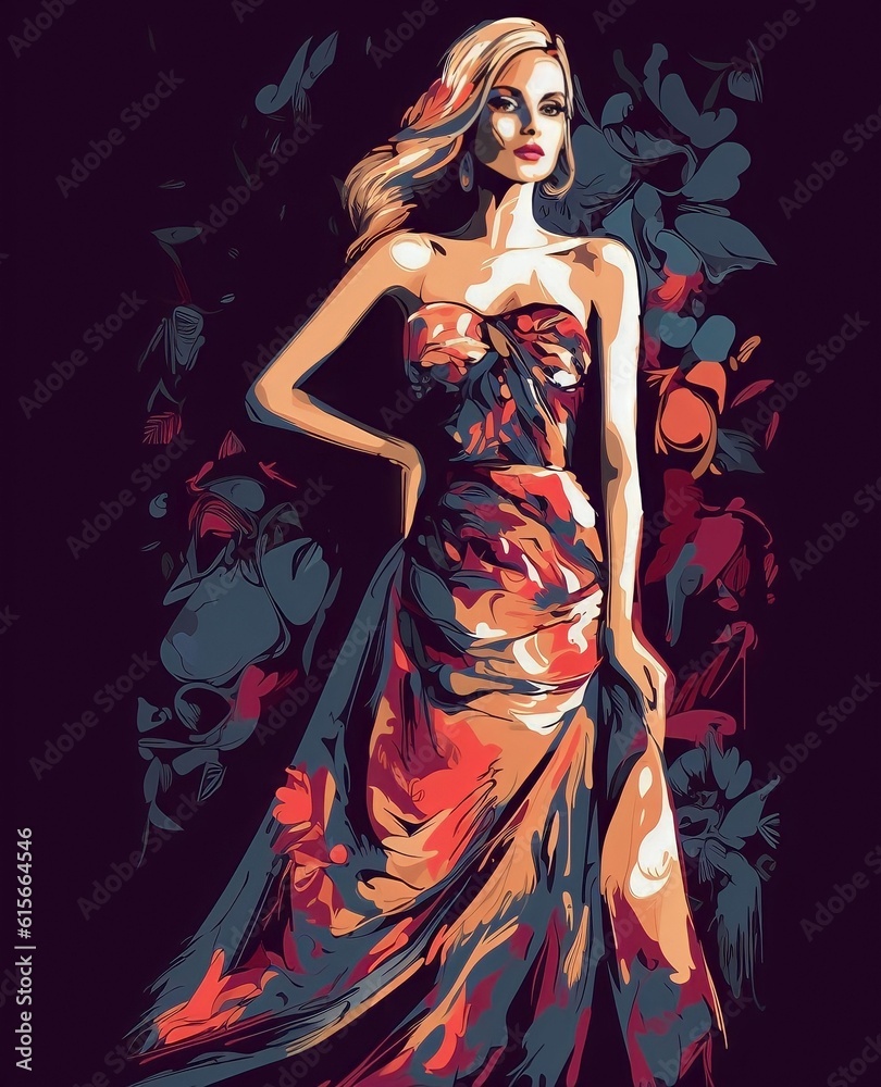 Fashion dress. Ai Generated illustration.