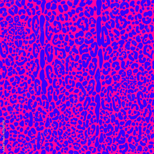 Leopard print seamless pattern. Neon cheetah skin 80 90s design. Bright pink spots background. Vector