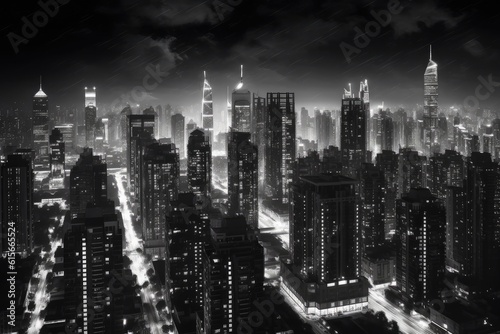 Mono Cityscape Nightlights - AI Generated © dasom