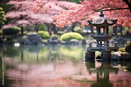 Spring in Japanese Garden - AI Generated