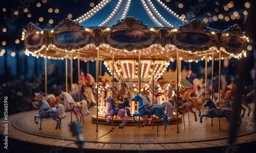 Intricately designed magical carousel with fantasy creatures Creating using generative AI tools © uhdenis
