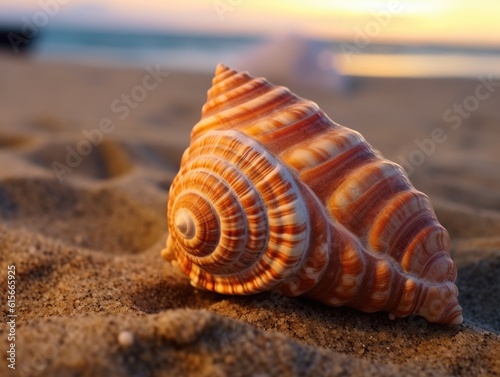 Conch Shell on Beach - AI Generated