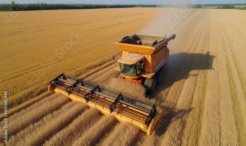 Row by row, the harvester collects ripe wheat from the field Creating using generative AI tools