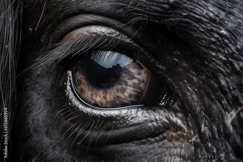 Black Horse Eye Close-Up - AI Generated