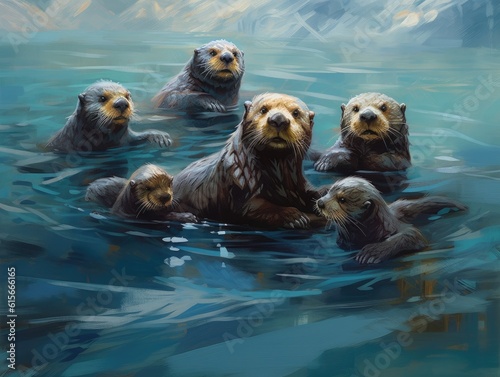 Sea Otter Family - AI Generated