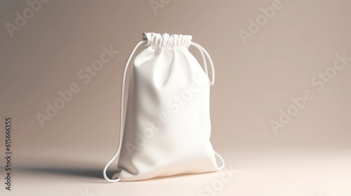 pouch package cream colour on a solid colour background generative ai