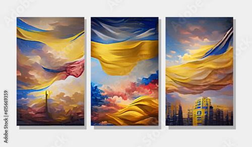 Poster for banner design. World peace posters set. Flag pattern.