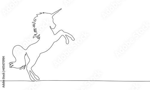 Unicorn continuous line drawing art. Abstract simple unicorn. One line continuous outline isolated vector illustration.