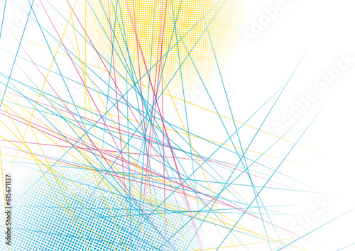 Colorful lines and dots abstract minimal background. Vector design