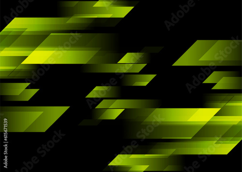 Dark green glossy glowing geometric tech background. Vector design