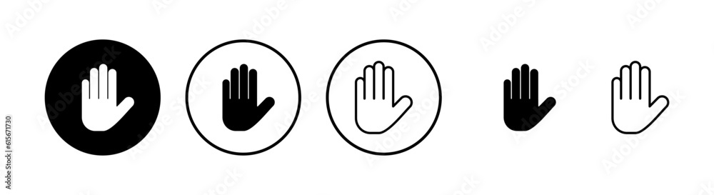 Stop icons set. Hand symbol. Hand icon vector Stop icons set. Hand symbol. Hand icon vector