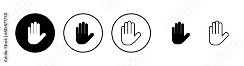 Stop icons set. Hand symbol. Hand icon vector