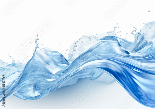 A pure and transparent water splash emerges against a clean white background  creating a captivating visual impact. generative AI.