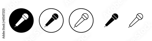 Microphone Icons set. Mic sign. Karaoke microphone icon. Broadcast mic sign