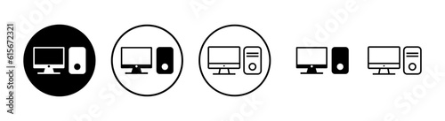 Computer icons set. PC Icon vector. Computer monitor icon. Flat PC symbol